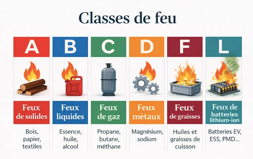classes,feu,naissance,incendie,classe,A,B,C,D,F,tétraèdre,feux