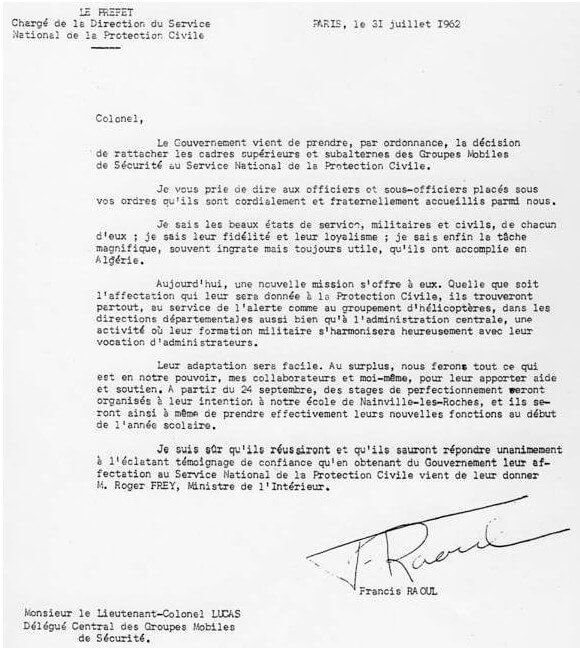 Courrier de M. Francis Raoul au responsable en France des GMS. 
Crédit : Djamel Ferrand 