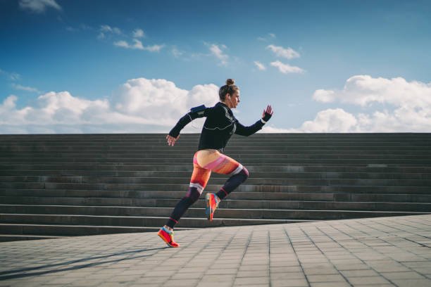 young woman running in barcelona