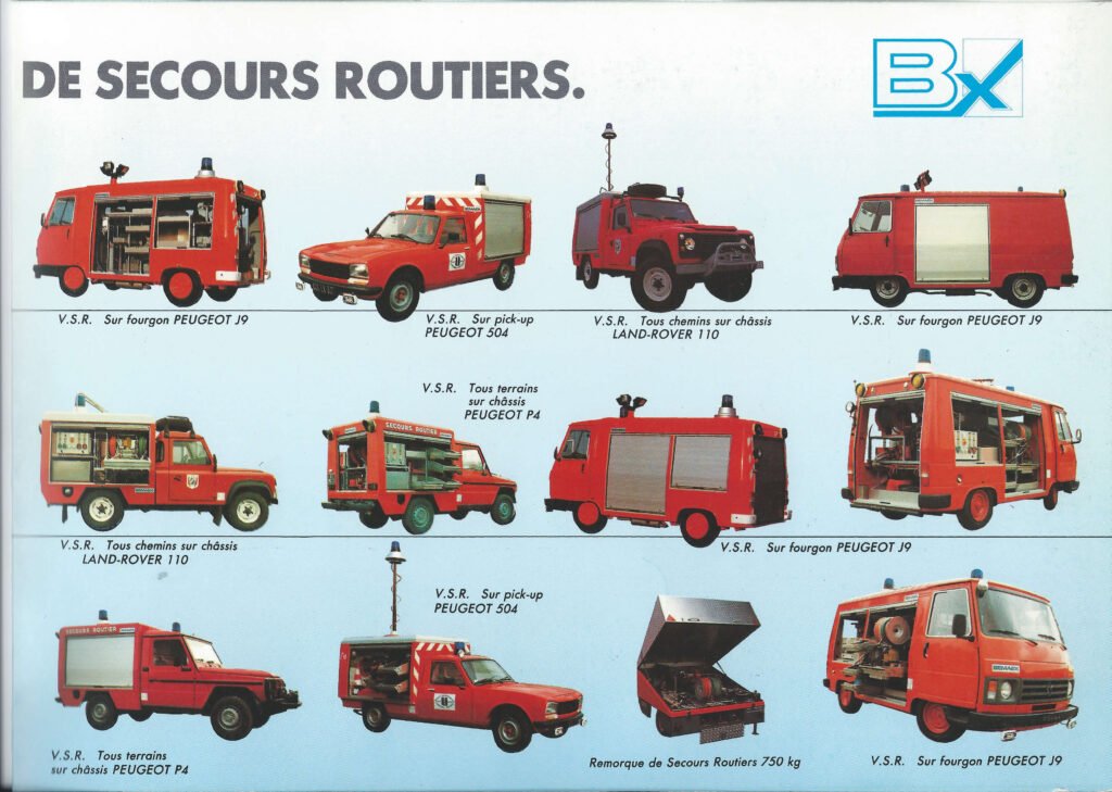Catalogue véhicules de secours routiers Peugeot et Land Rover